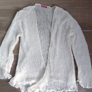 Shu Shi Womens Cream Open Knit Shrug Sweater Cardigan One Size Sheer Dainty